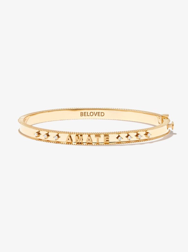 18k Yellow Gold Amate Love Coin Edge Diamond Bracelet
