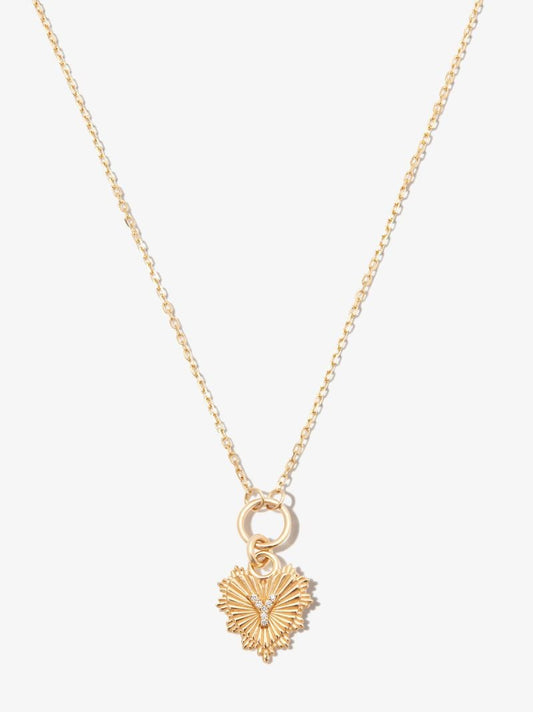 18k Yellow Gold Y Initial Mini Heart Thread Chain Diamond Necklace