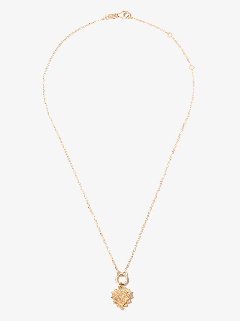 18k Yellow Gold Y Initial Mini Heart Thread Chain Diamond Necklace