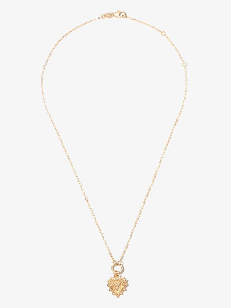 18k Yellow Gold Y Initial Mini Heart Thread Chain Diamond Necklace