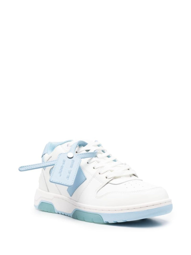 White and Blue Out of Office Leather Sneakers