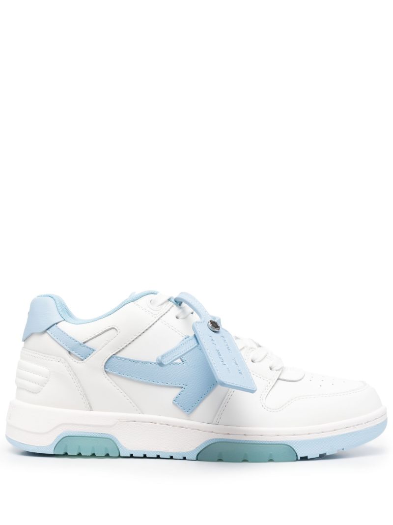 White and Blue Out of Office Leather Sneakers