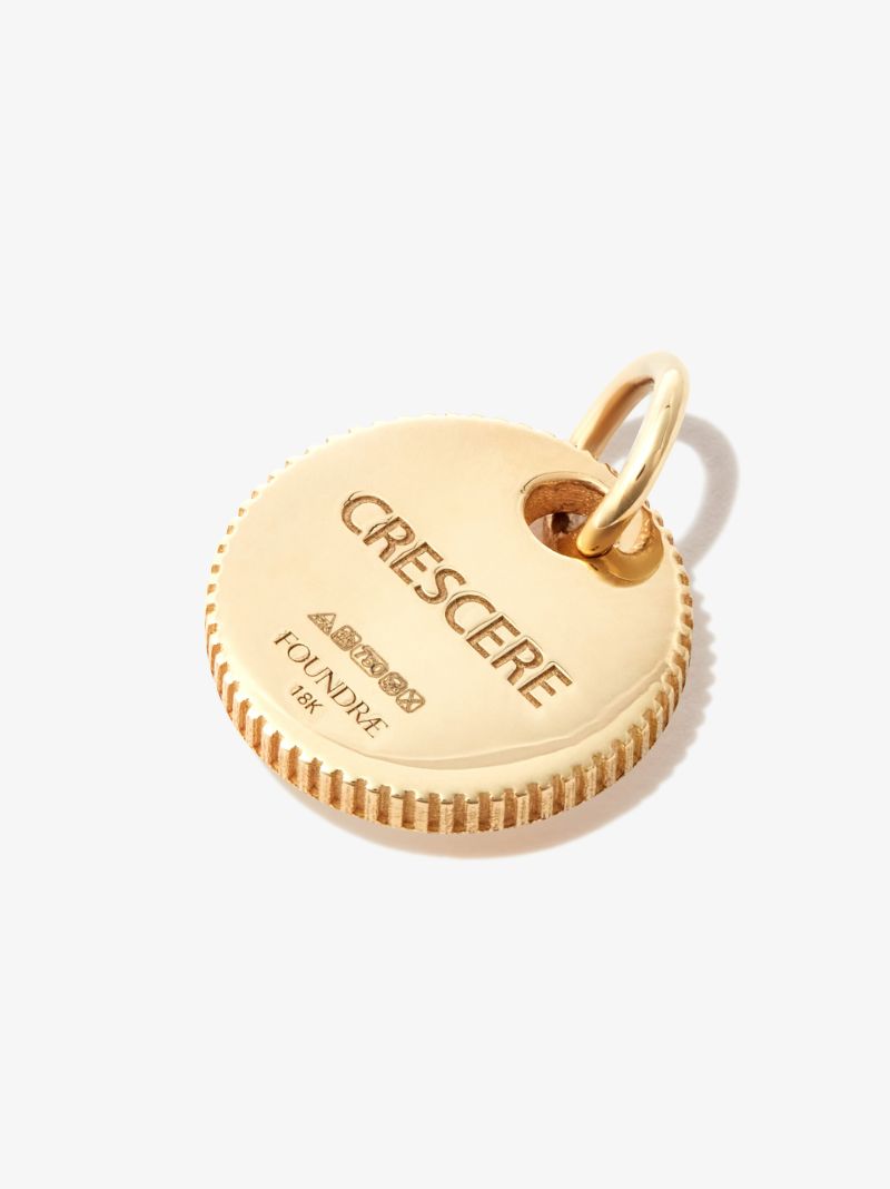 18k Yellow Gold Crescent Mini Diamond Medallion Charm