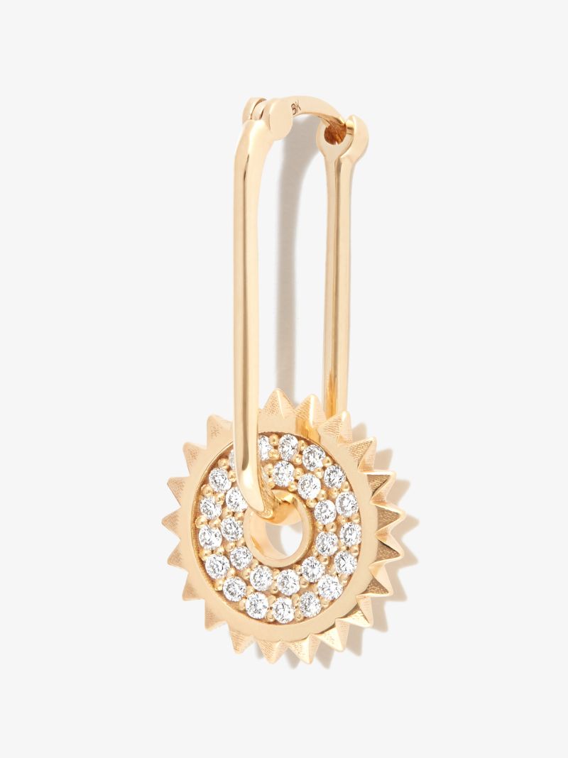 18k Yellow Gold Pave Small Chubby Fob Diamond Earring