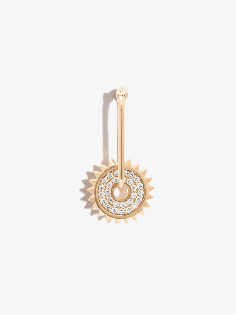 18k Yellow Gold Pave Small Chubby Fob Diamond Earring