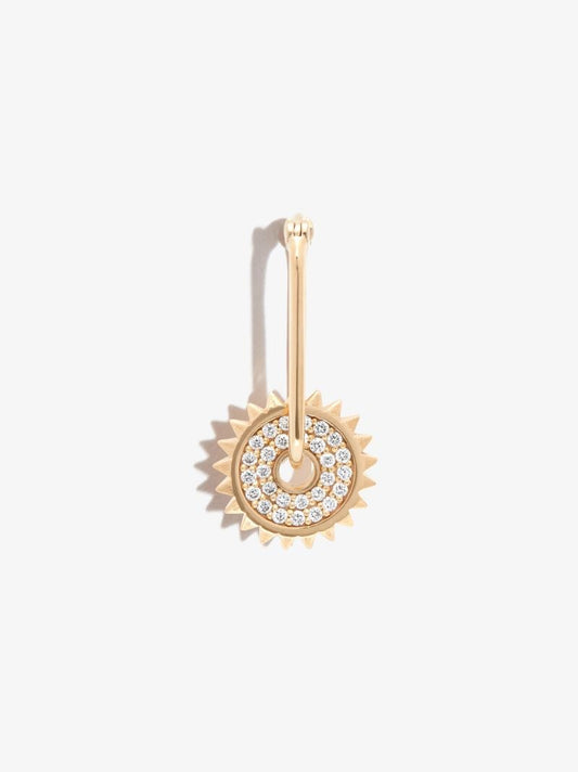 18k Yellow Gold Pave Small Chubby Fob Diamond Earring