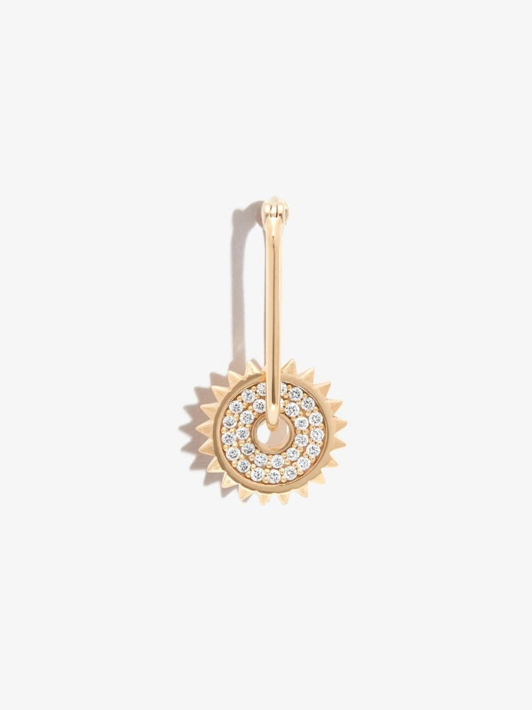 18k Yellow Gold Pave Small Chubby Fob Diamond Earring