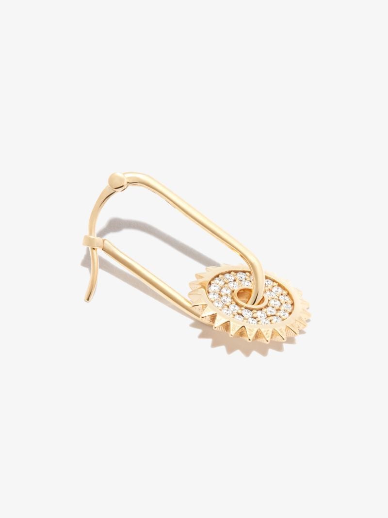 18k Yellow Gold Pave Small Chubby Fob Diamond Earring