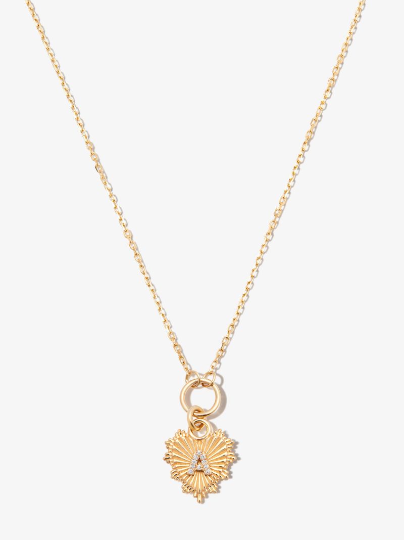 18k Yellow Gold a Initial Mini Heart Thread Chain Diamond Necklace