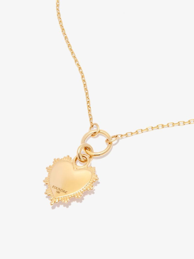 18k Yellow Gold a Initial Mini Heart Thread Chain Diamond Necklace