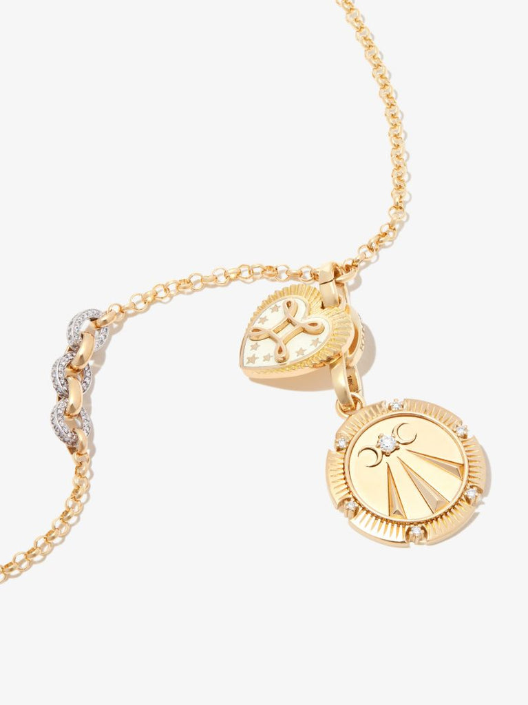 18k Yellow Gold Wholeness & Love Small Belcher Chain Diamond Necklace