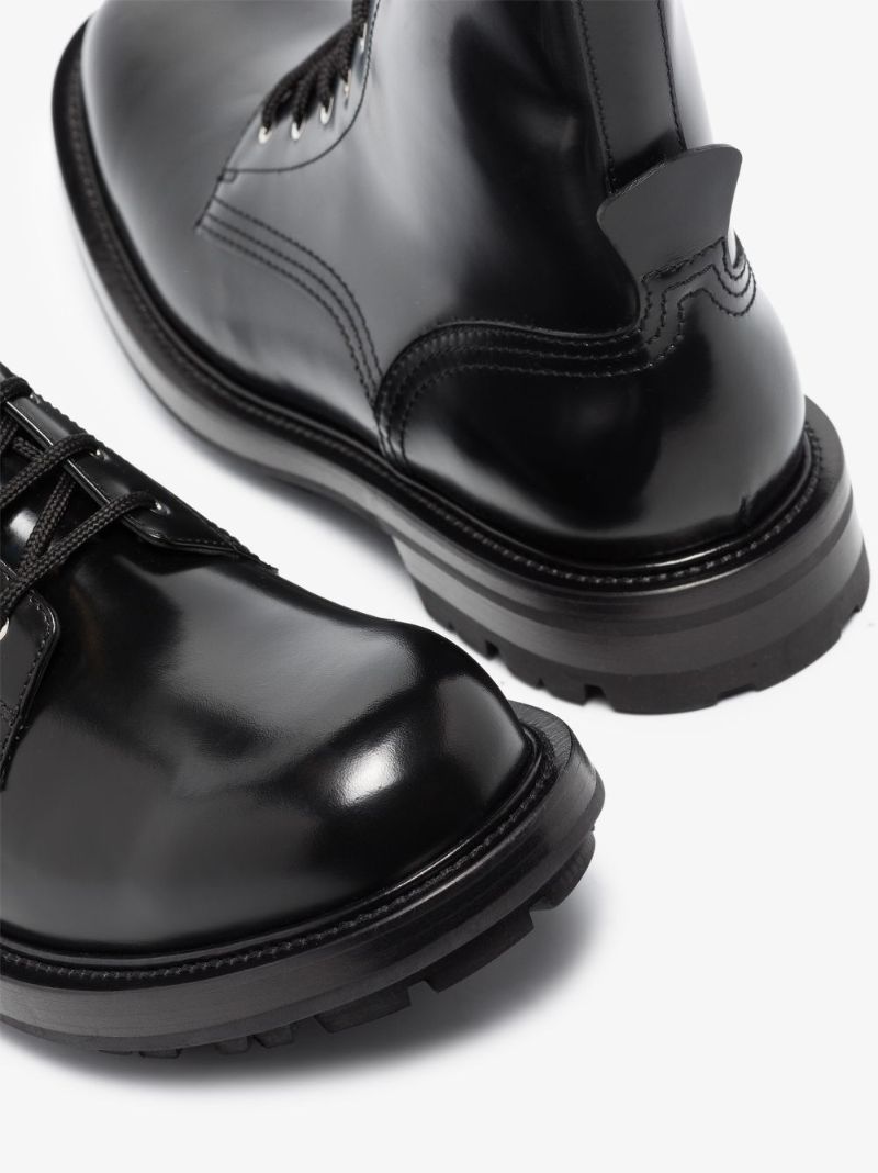 Black Punk Combat Polished Leather Boots