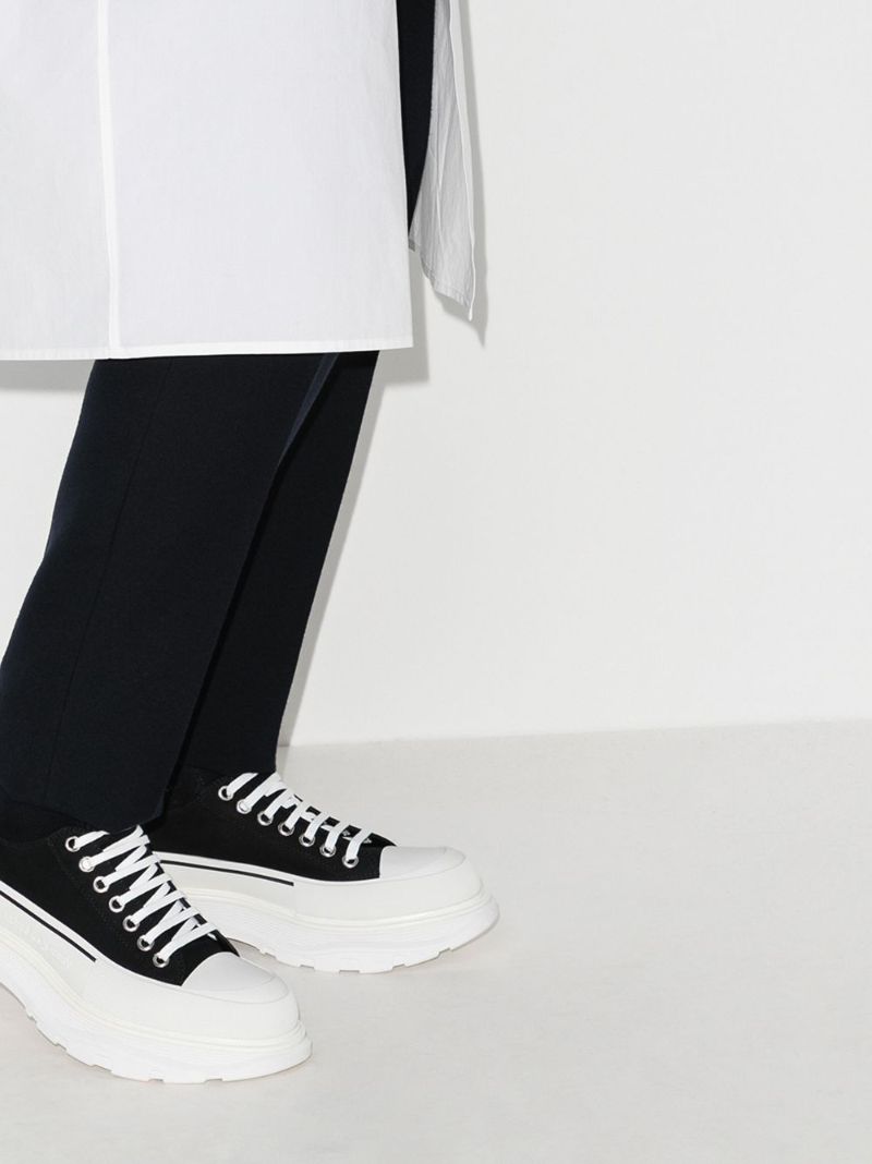 Black and White Tread Slick Sneakers