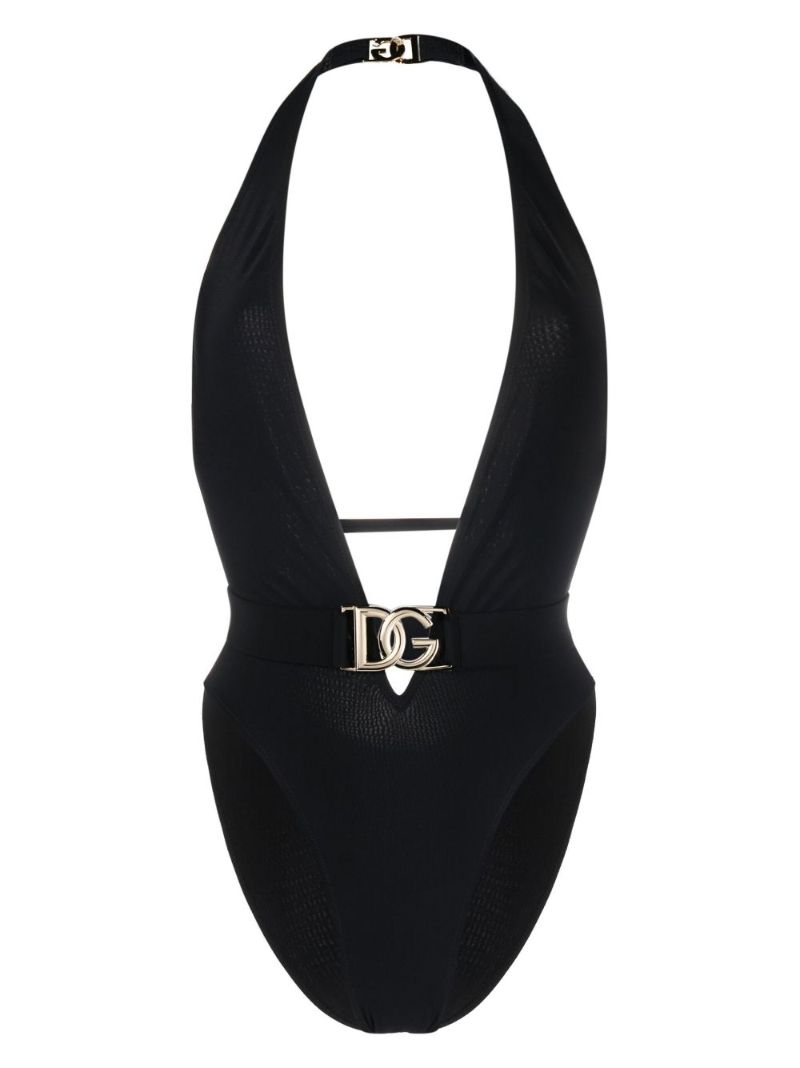 Black Logo Plaque Swimsuit