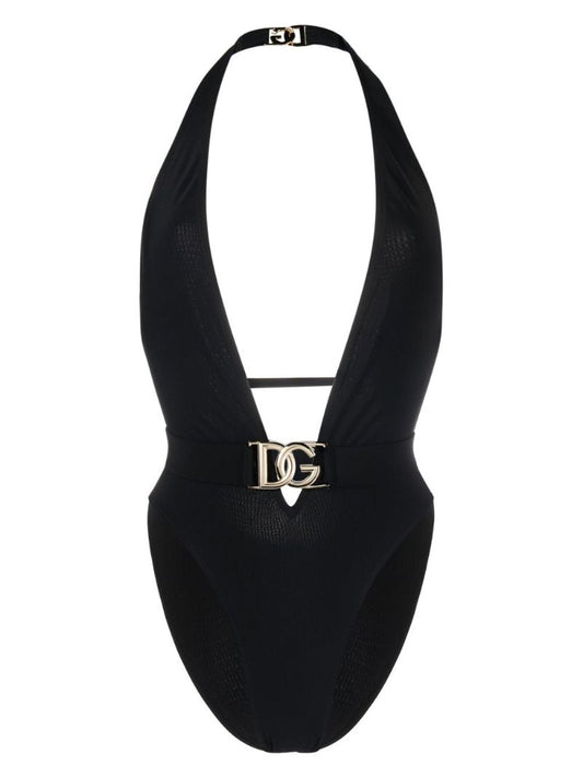 Black Logo Plaque Swimsuit