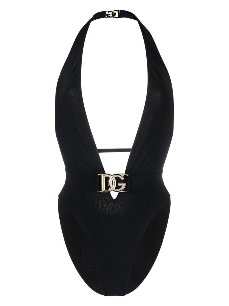 Black Logo Plaque Swimsuit