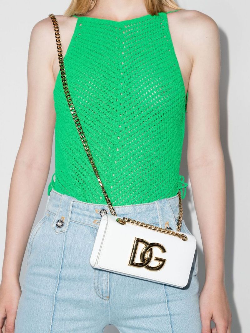 White 3.5 Leather Phone Holder Bag