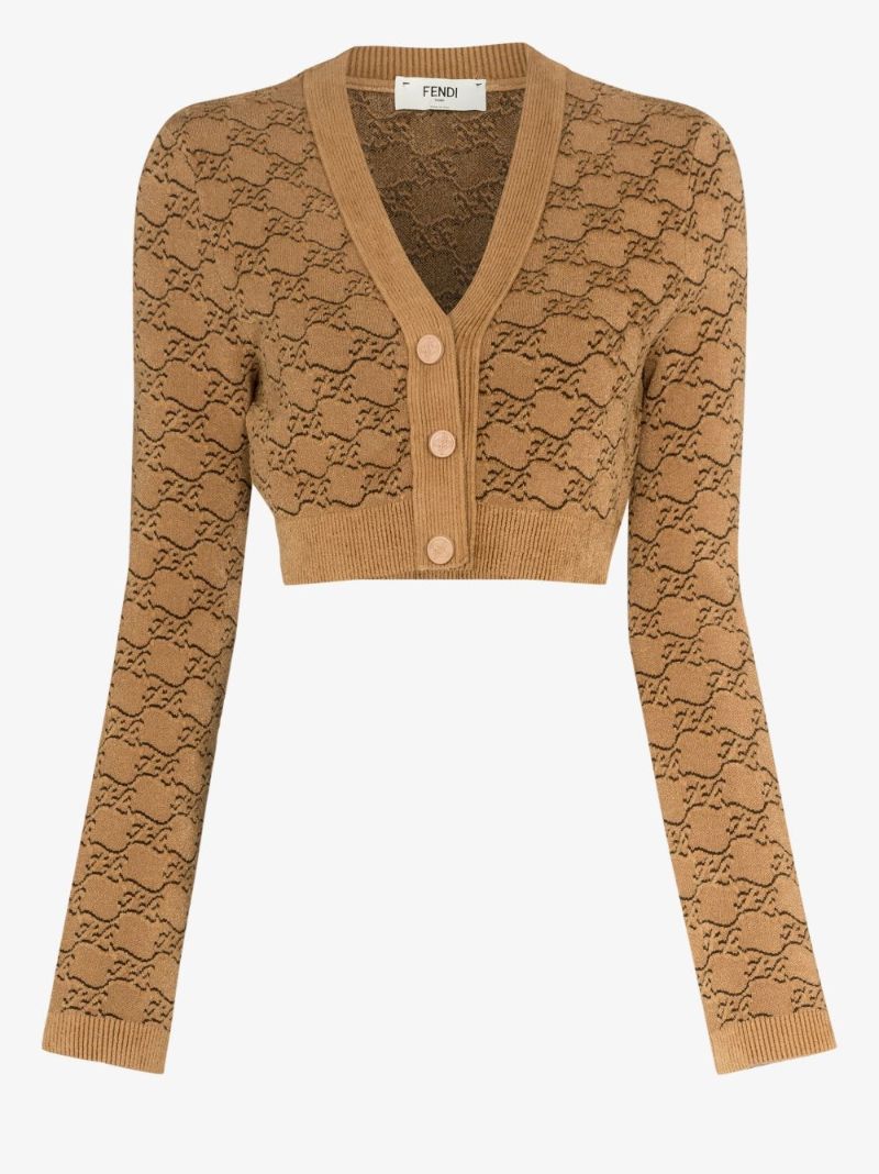 Ff Karligraphy Jacquard Cropped Cardigan