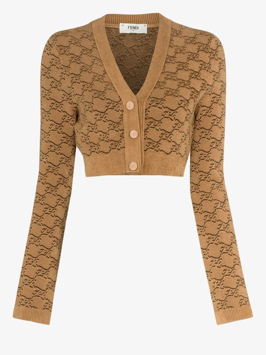 Ff Karligraphy Jacquard Cropped Cardigan
