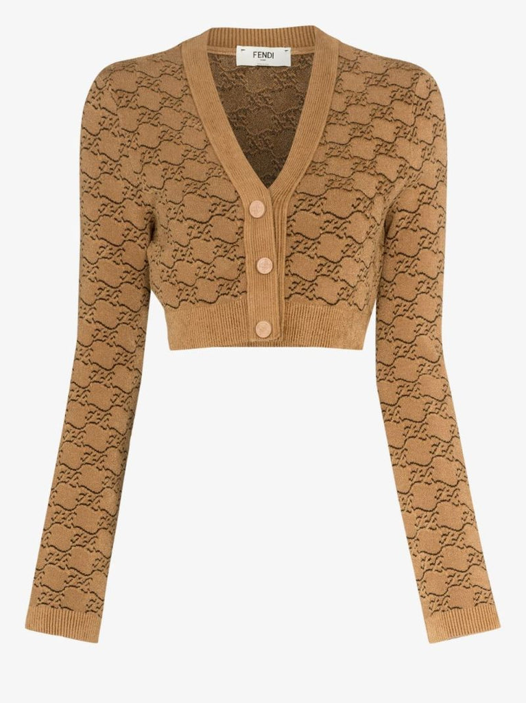 Ff Karligraphy Jacquard Cropped Cardigan