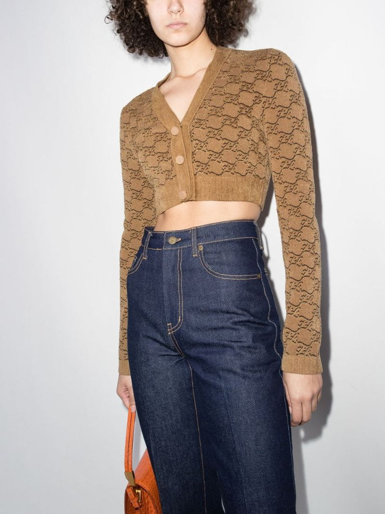 Ff Karligraphy Jacquard Cropped Cardigan