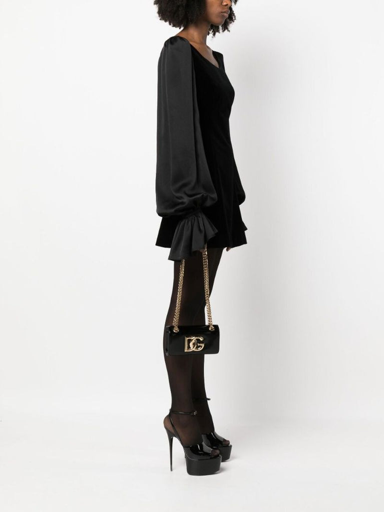 Black Logo Patent Leather Cross Body Bag