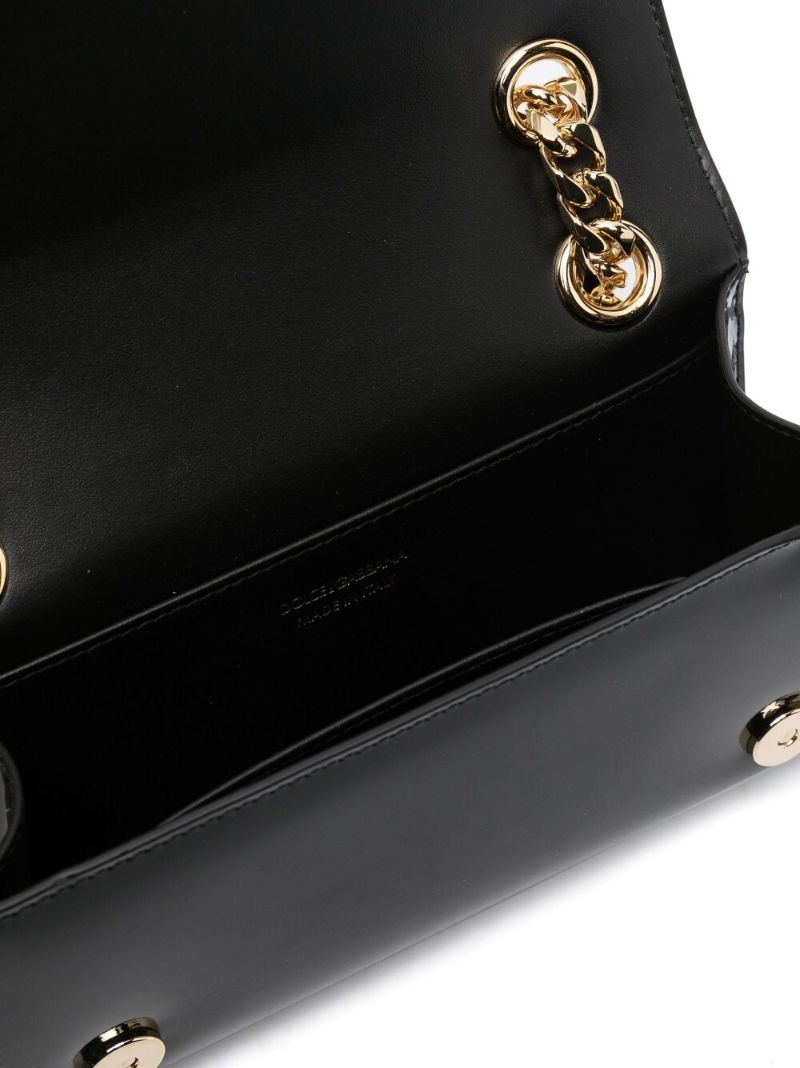 Black Logo Patent Leather Cross Body Bag