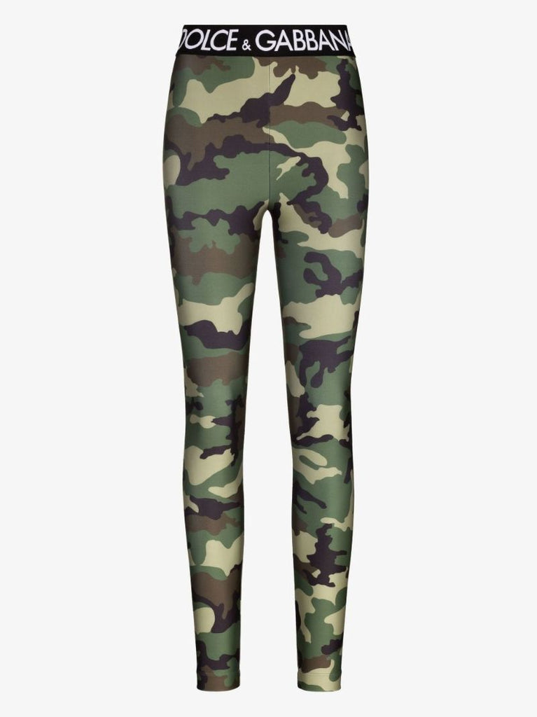 Camouflage Print Logo Waistband Leggings