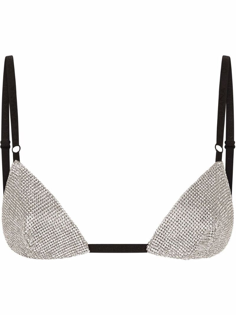 Black Crystal Embellished Triangle Bra