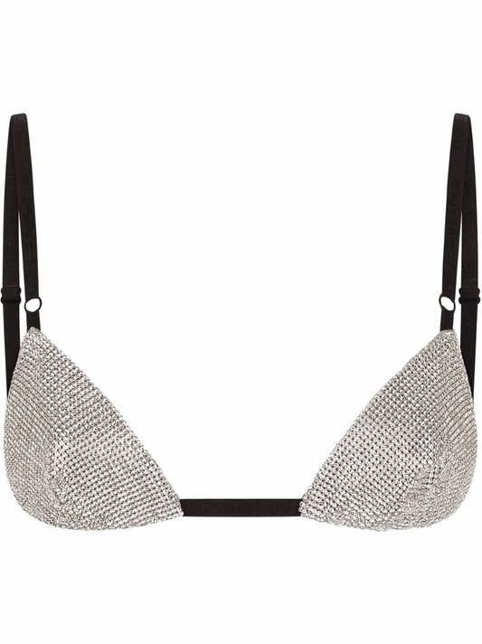 Black Crystal Embellished Triangle Bra