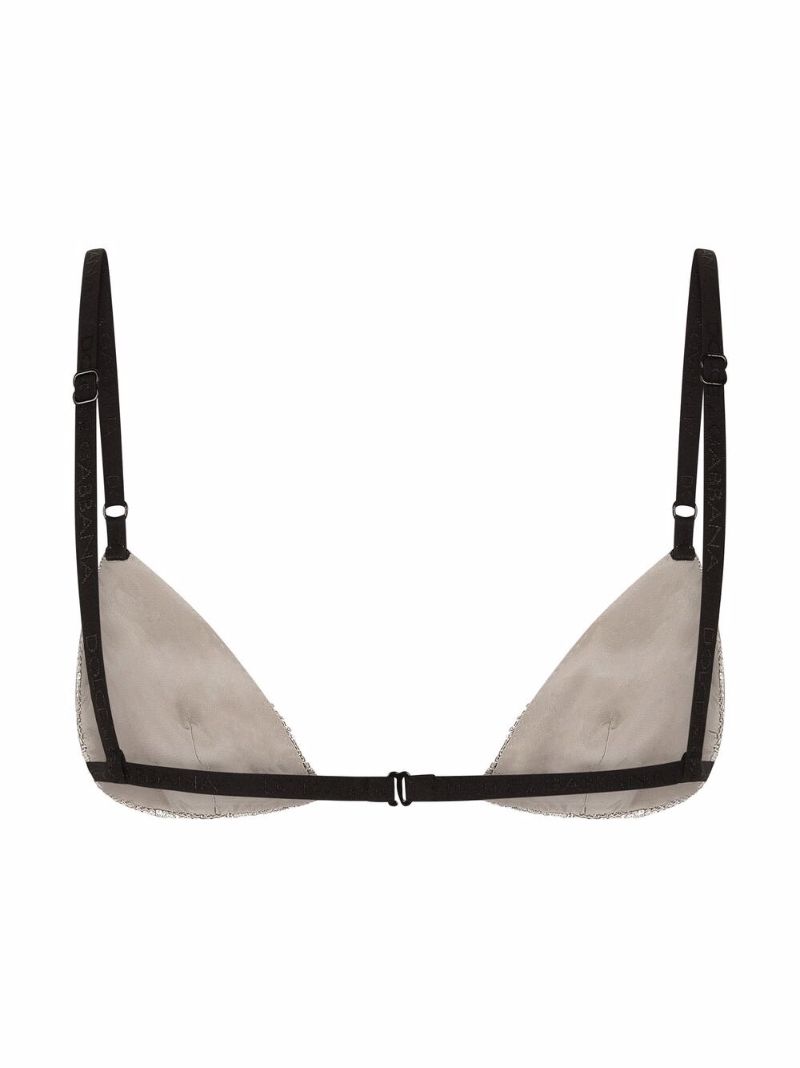 Black Crystal Embellished Triangle Bra