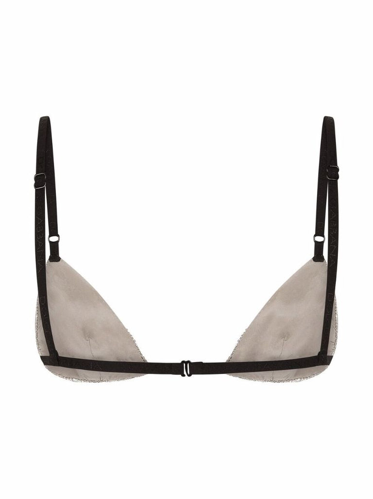Black Crystal Embellished Triangle Bra