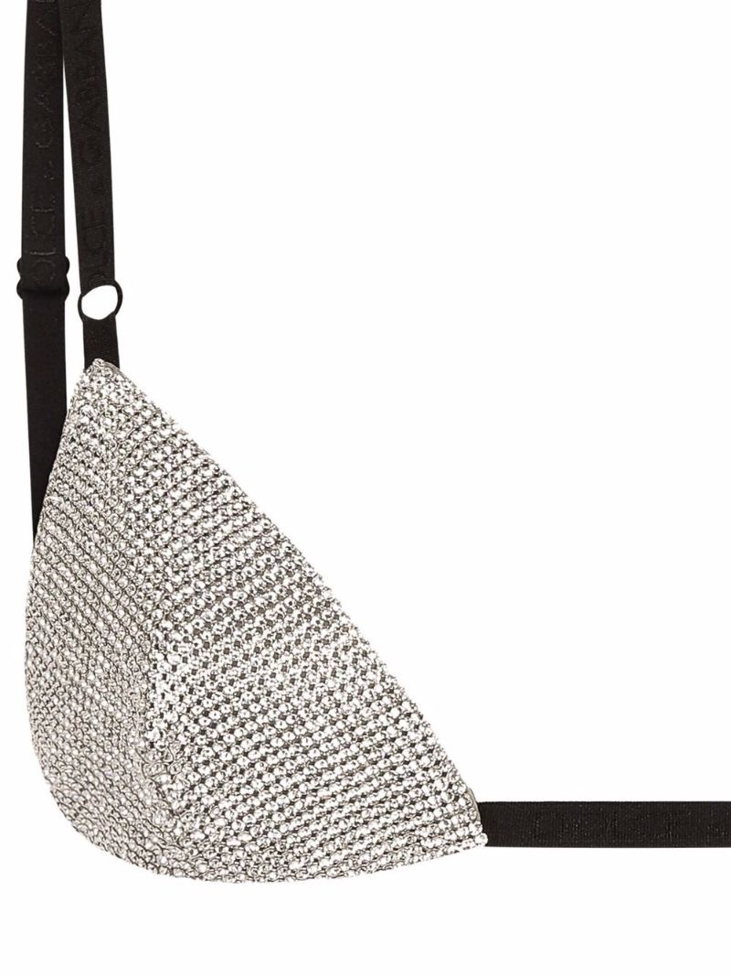 Black Crystal Embellished Triangle Bra