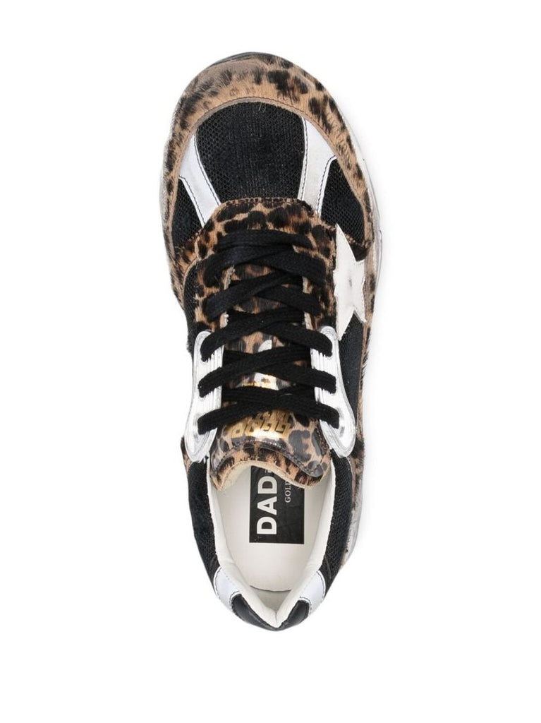 Brown Running Sole Leopard Pattern Sneakers