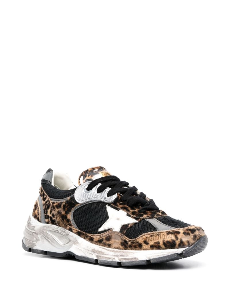 Brown Running Sole Leopard Pattern Sneakers