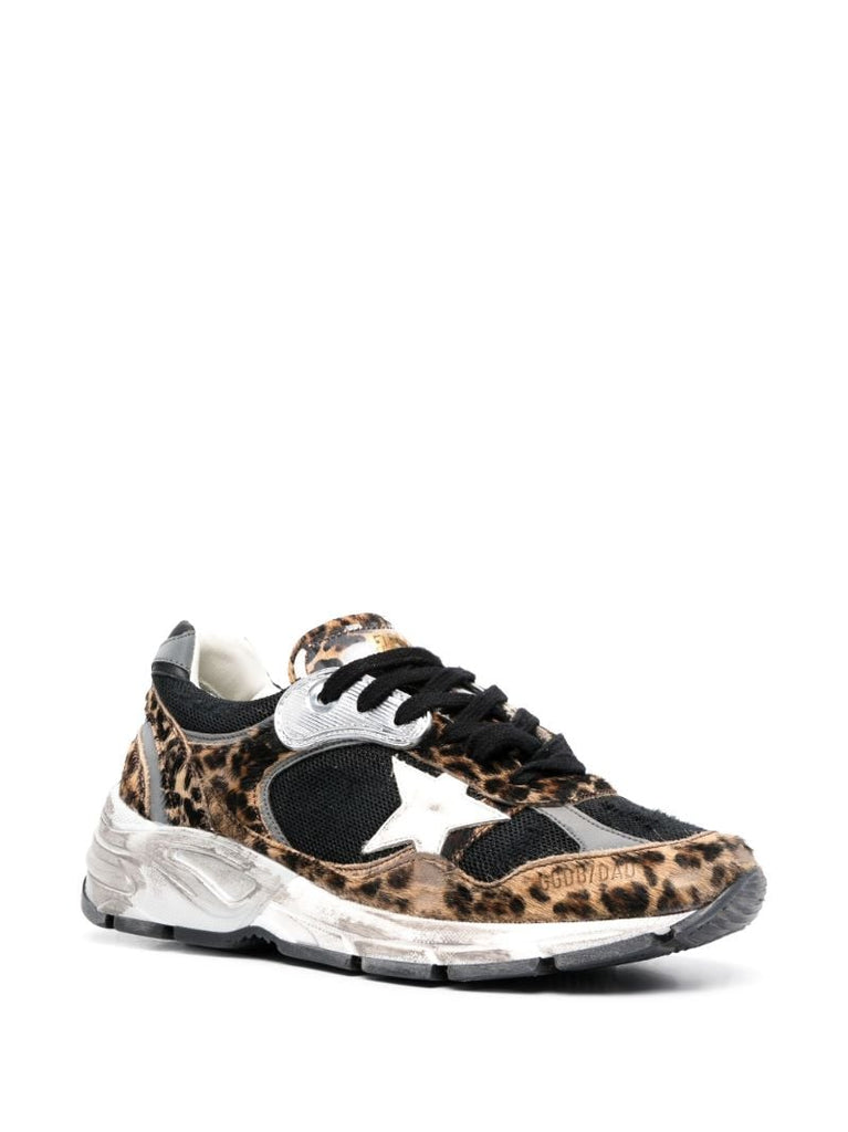 Brown Running Sole Leopard Pattern Sneakers