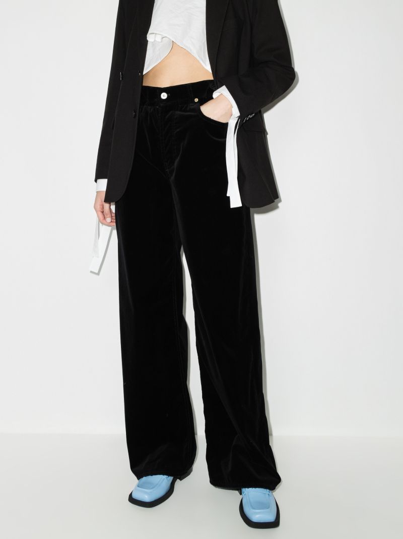Paper Bag Waist Logo Velvet Trousers