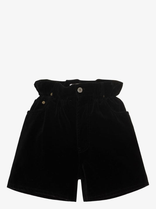 Gathered Waist Velvet Shorts