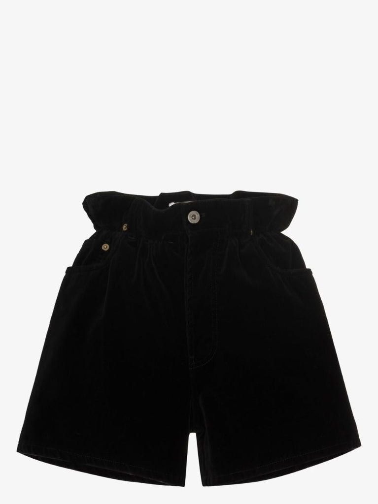 Gathered Waist Velvet Shorts