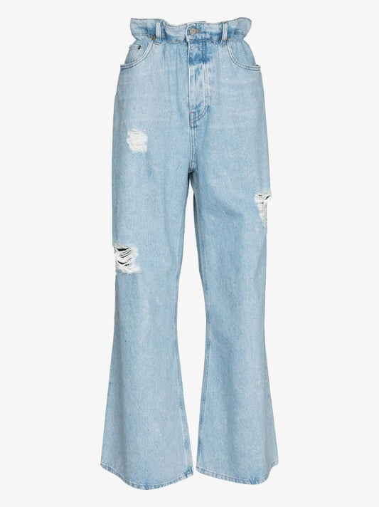 Crystal Embellished Wide Leg Jeans