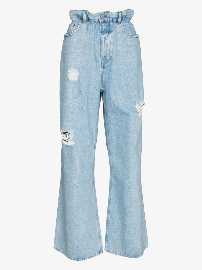 Crystal Embellished Wide Leg Jeans