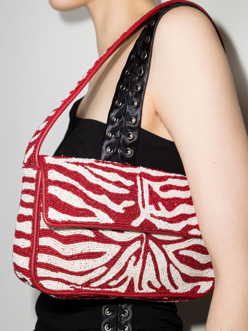 Red Tommy Beaded Shoulder Bag