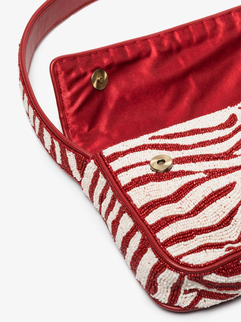 Red Tommy Beaded Shoulder Bag