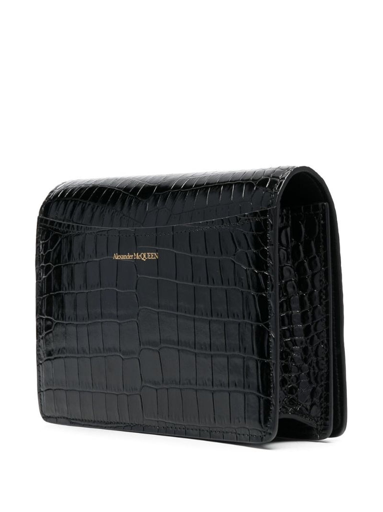 Black the Four Ring Leather Cross Body Bag