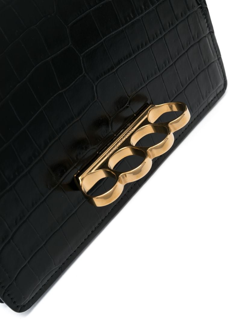 Black the Four Ring Leather Cross Body Bag