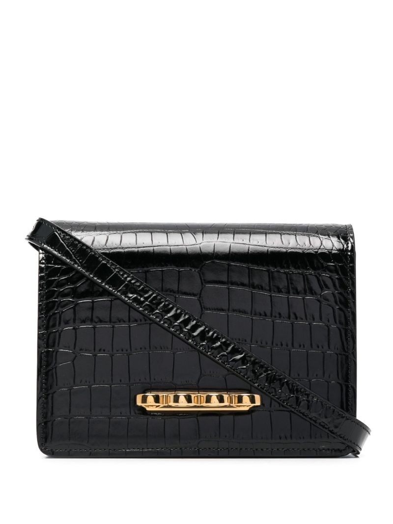 Black the Four Ring Leather Cross Body Bag