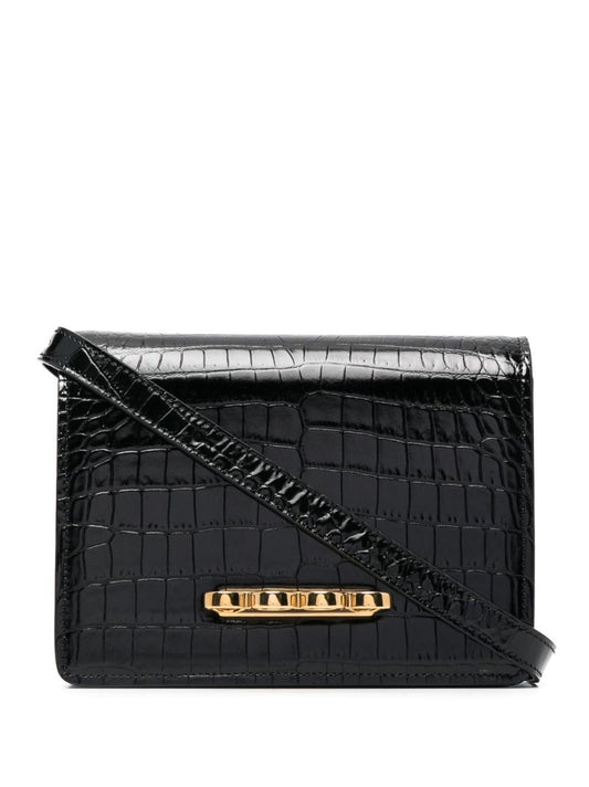 Black the Four Ring Leather Cross Body Bag