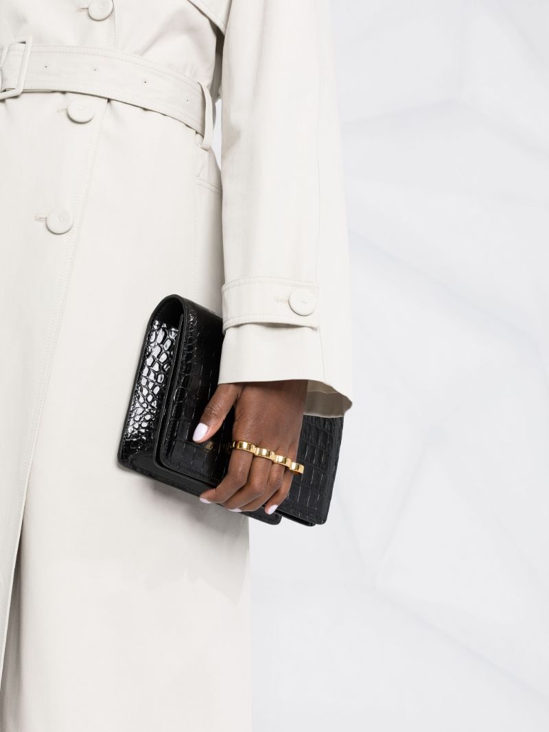 Black the Four Ring Leather Cross Body Bag