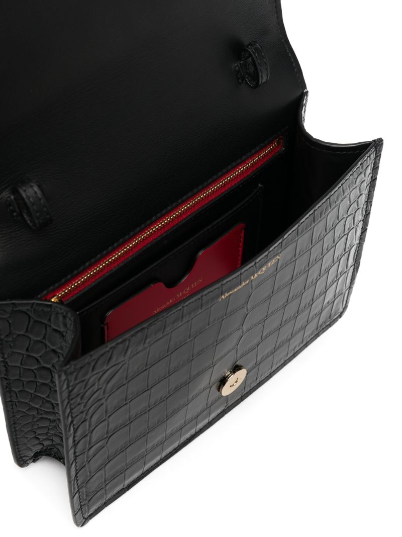 Black the Four Ring Leather Cross Body Bag