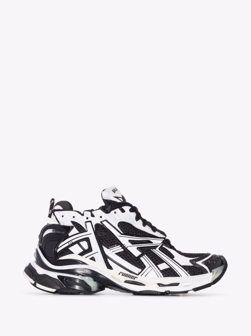 White and Black Runner Low Top Sneakers